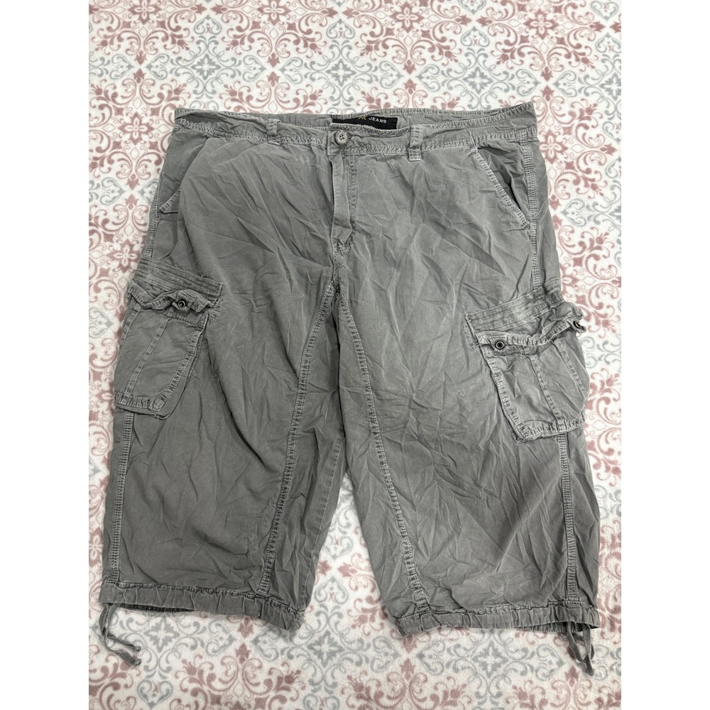 Xray Jeans Mens Gray Cotton Cargo Shorts Size 42 Utility Casual Drawstring Hem